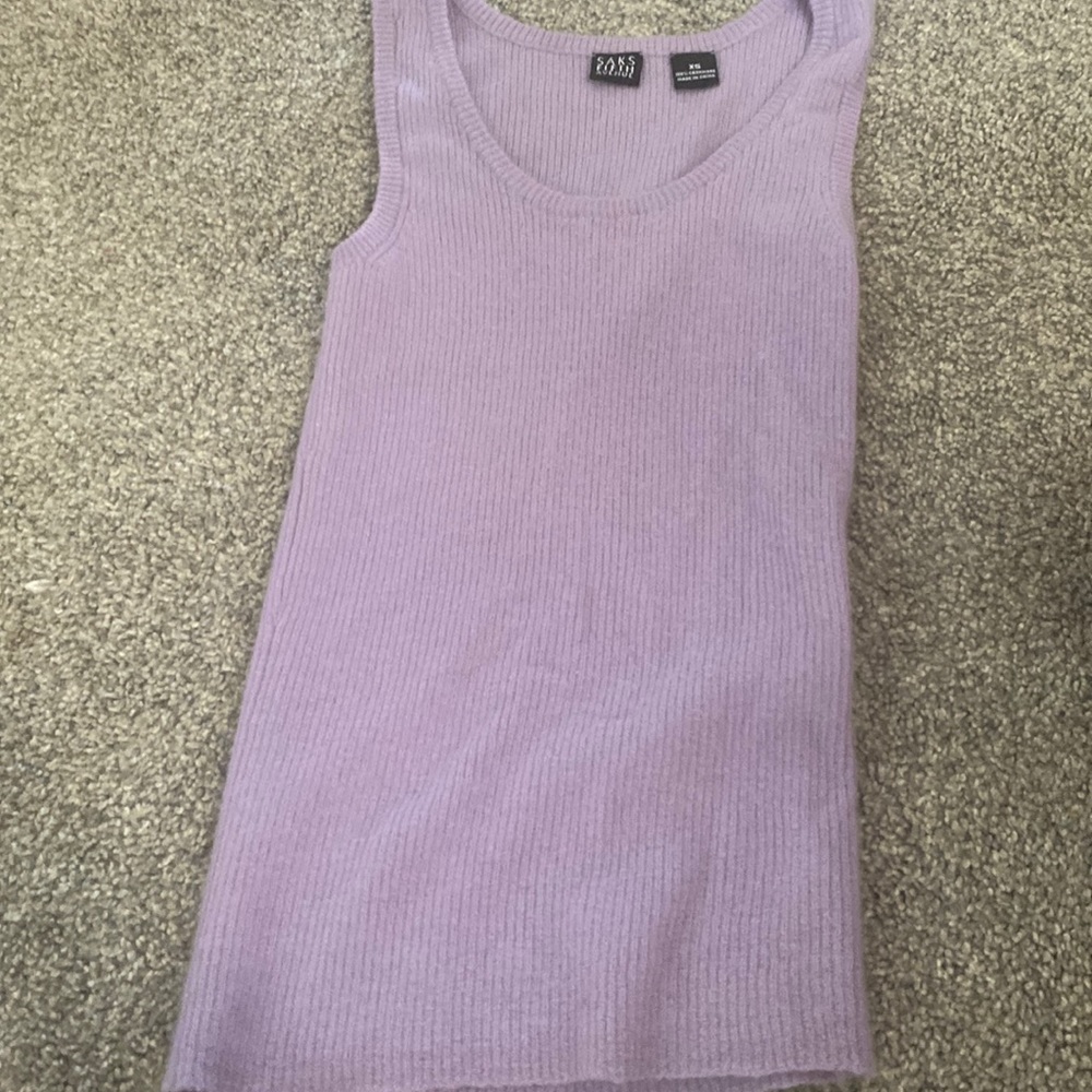 Saks fifth avenue cashmere purple tank top